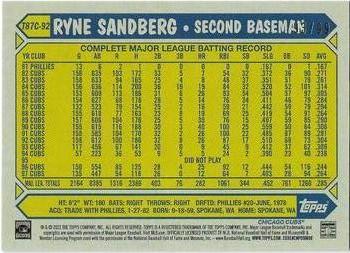 2022 Topps - 1987 Topps Baseball 35th Anniversary Chrome Silver Pack Green (Series One) #T87C-92 Ryne Sandberg Back