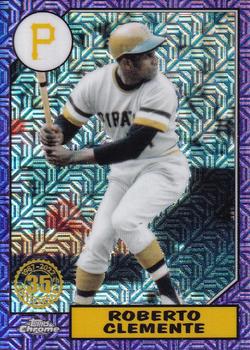 2022 Topps - 1987 Topps Baseball 35th Anniversary Chrome Silver Pack Purple (Series One) #T87C-48 Roberto Clemente Front