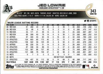2022 Topps - Gold Foil #343 Jed Lowrie Back