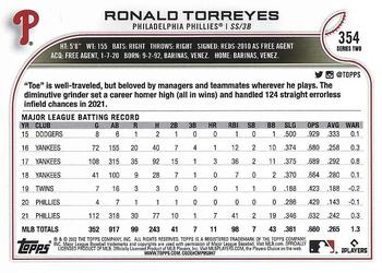 2022 Topps - Gold Foil #354 Ronald Torreyes Back