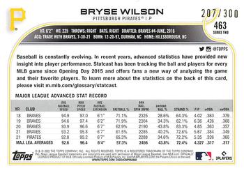 2022 Topps - Advanced Stat #463 Bryse Wilson Back