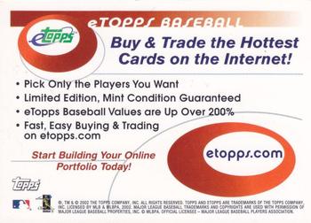 2002 Topps eTopps - Promos Dual Player #NNO Adam Dunn / Albert Pujols Back