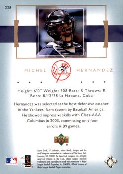 2003 Upper Deck Finite - 2003 SP Authentic Rookie Update #228 Michel Hernandez Back