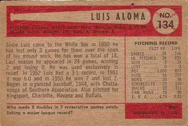 1954 Bowman #134 Luis Aloma Back