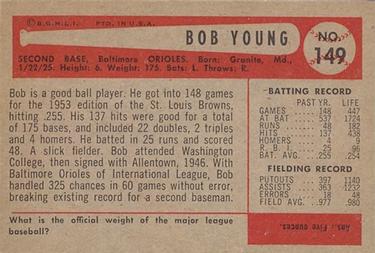1954 Bowman #149 Bobby Young Back