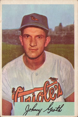 1954 Bowman #165 Johnny Groth Front