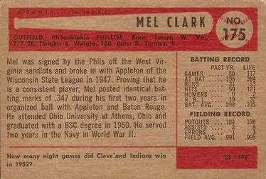 1954 Bowman #175 Mel Clark Back