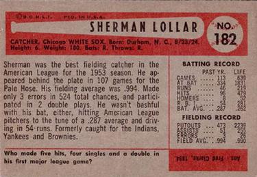 1954 Bowman #182 Sherm Lollar Back