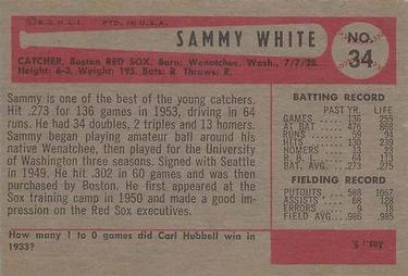 1954 Bowman #34 Sammy White Back