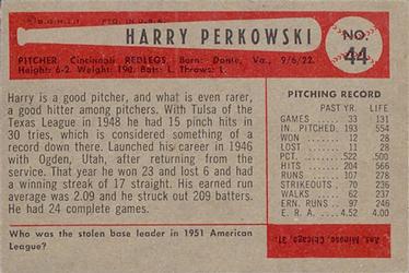 1954 Bowman #44 Harry Perkowski Back
