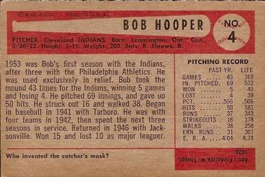 1954 Bowman #4 Bob Hooper Back