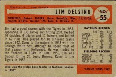 1954 Bowman #55 Jim Delsing Back