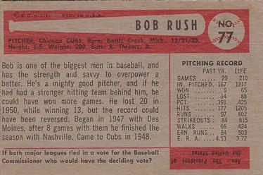 1954 Bowman #77 Bob Rush Back
