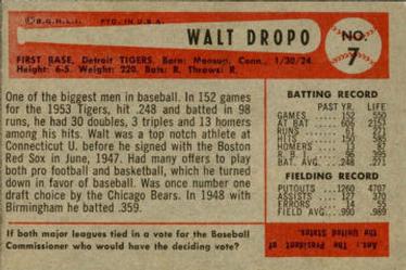 1954 Bowman #7 Walt Dropo Back