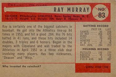 1954 Bowman #83 Ray Murray Back
