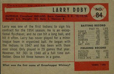 1954 Bowman #84 Larry Doby Back
