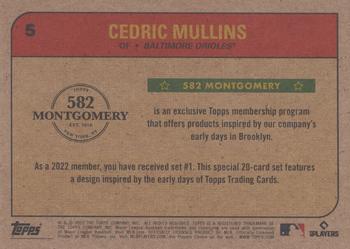 2021-22 Topps 582 Montgomery Club Set 1 #5 Cedric Mullins Back