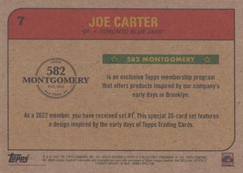 2021-22 Topps 582 Montgomery Club Set 1 #7 Joe Carter Back