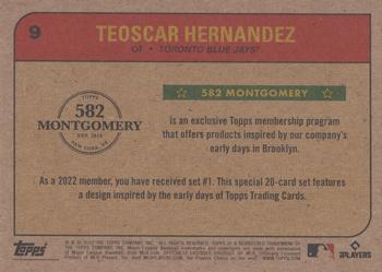 2021-22 Topps 582 Montgomery Club Set 1 #9 Teoscar Hernandez Back