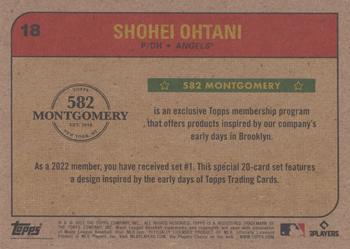 2021-22 Topps 582 Montgomery Club Set 1 #18 Shohei Ohtani Back