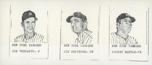 1969 Malanga New York Yankees - Uncut Panels #NNO Joe Verbanic / Joe Pepitone / Mickey Mantle Front