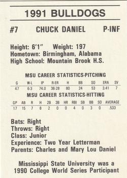 1991 Mississippi State Bulldogs #NNO Chuck Daniel Back