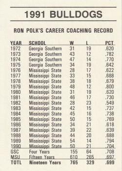 1991 Mississippi State Bulldogs #NNO Ron Polk Back