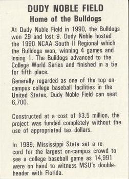 1991 Mississippi State Bulldogs #NNO Dudy Noble Field Back