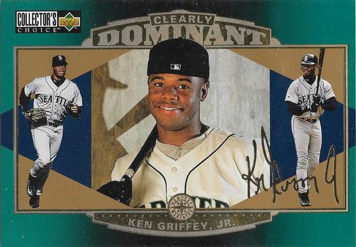 1997 Collector's Choice Ken Griffey Jr. Clearly Dominant LE 3x5 (SN5000) #CD1 Ken Griffey Jr. Front