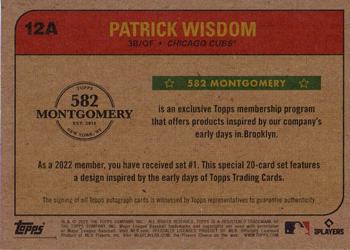 2021-22 Topps 582 Montgomery Club Set 1 - Autographs #12A Patrick Wisdom Back