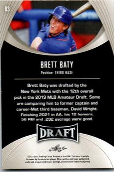 2021 Leaf Draft #03 Brett Baty Back