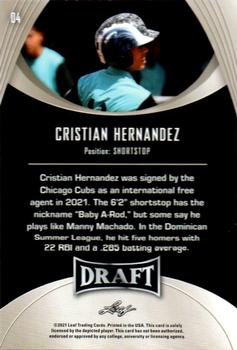 2021 Leaf Draft #04 Cristian Hernandez Back