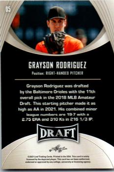 2021 Leaf Draft #05 Grayson Rodriguez Back