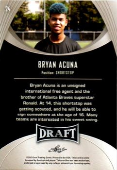 2021 Leaf Draft #24 Bryan Acuna Back