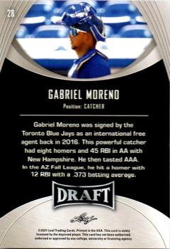 2021 Leaf Draft #28 Gabriel Moreno Back