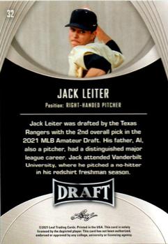 2021 Leaf Draft #32 Jack Leiter Back