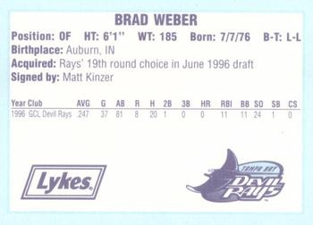 1996 Tampa Bay Devil Rays A Team is Born #NNO Brad Weber Back