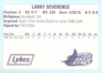 1996 Tampa Bay Devil Rays A Team is Born #NNO Larry Severence Back