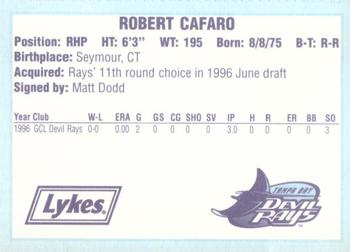 1996 Tampa Bay Devil Rays A Team is Born #NNO Robert Cafaro Back