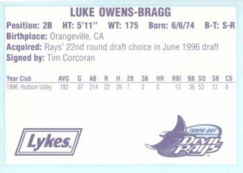 1996 Tampa Bay Devil Rays A Team is Born #NNO Luke Owens-Bragg Back