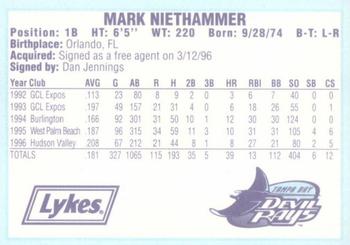 1996 Tampa Bay Devil Rays A Team is Born #NNO Marc Niethammer Back