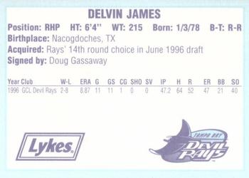1996 Tampa Bay Devil Rays A Team is Born #NNO Delvin James Back