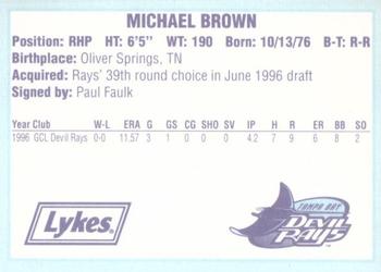 1996 Tampa Bay Devil Rays A Team is Born #NNO Michael Brown Back