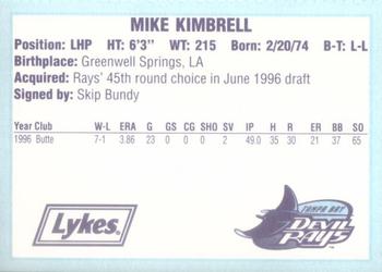 1996 Tampa Bay Devil Rays A Team is Born #NNO Mike Kimbrell Back