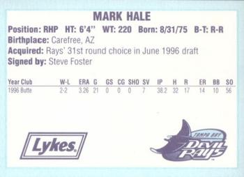 1996 Tampa Bay Devil Rays A Team is Born #NNO Mark Hale Back