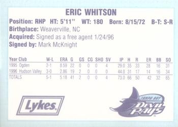 1996 Tampa Bay Devil Rays A Team is Born #NNO Eric Whitson Back