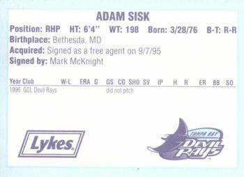 1996 Tampa Bay Devil Rays A Team is Born #NNO Adam Sisk Back