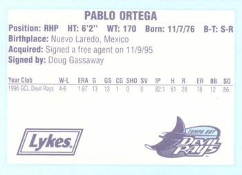 1996 Tampa Bay Devil Rays A Team is Born #NNO Pablo Ortega Back