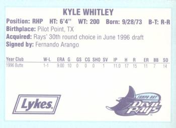 1996 Tampa Bay Devil Rays A Team is Born #NNO Kyle Whitley Back