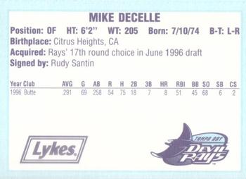 1996 Tampa Bay Devil Rays A Team is Born #NNO Mike DeCelle Back